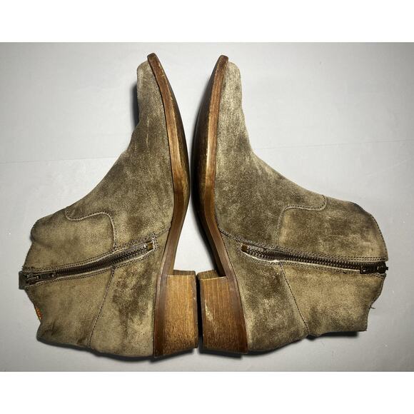 Madewell Boots Womens Size 8 Taupe Suede Ankle Booties Side Zip Pointed Toe - Picture 3 of 9